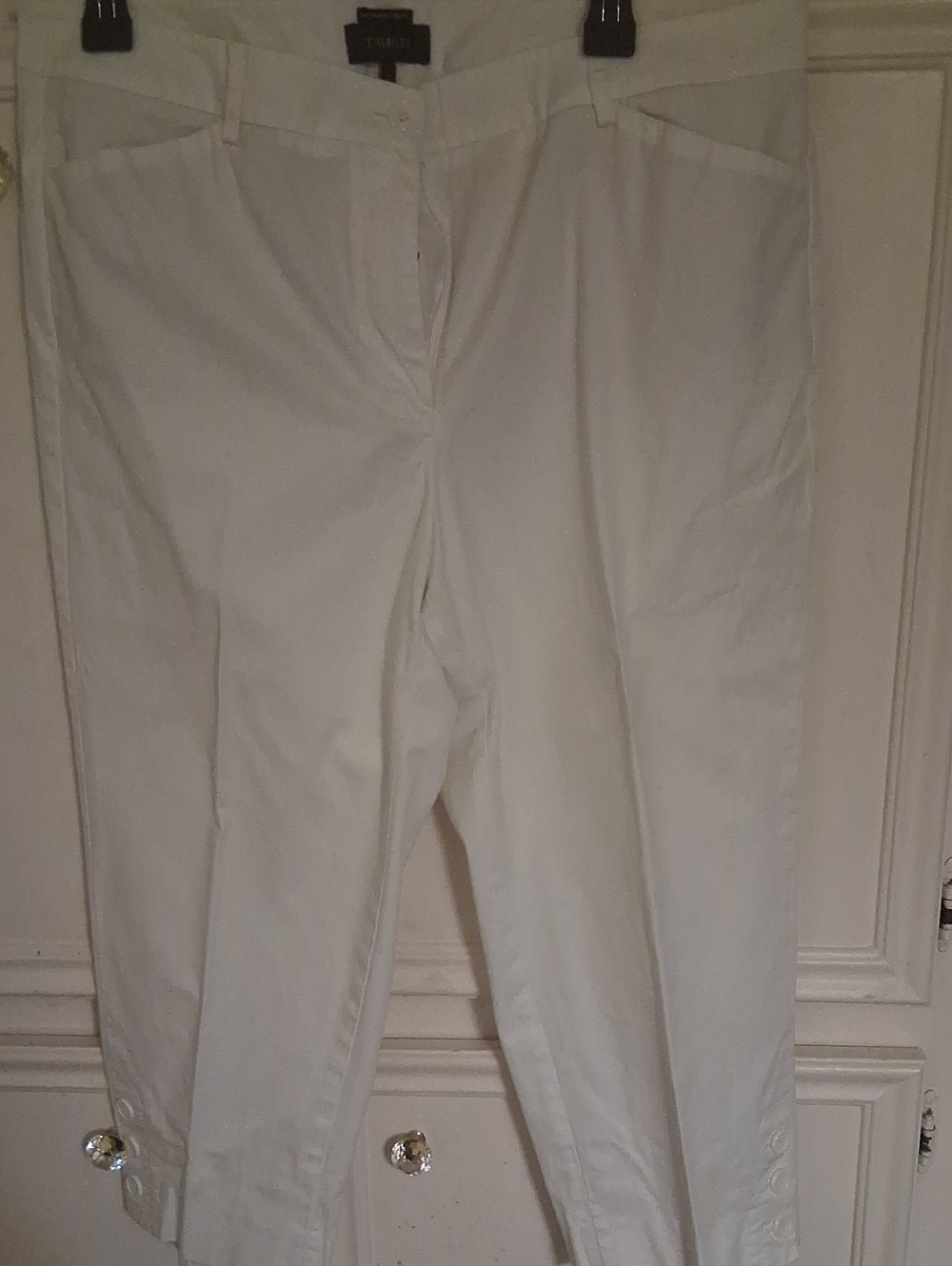 Tailored White Women's Cropped Pants Capri Size:12×18